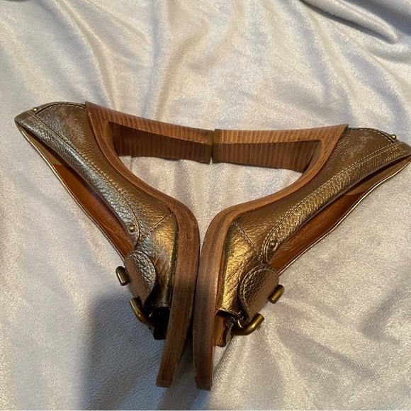 Chole mettalic peep toe stacked heels, size 38 - Picture 7 of 12